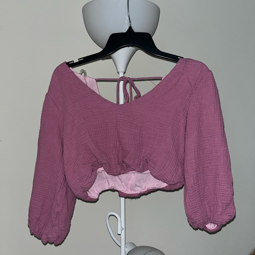Women's Pink Cropped Blouse